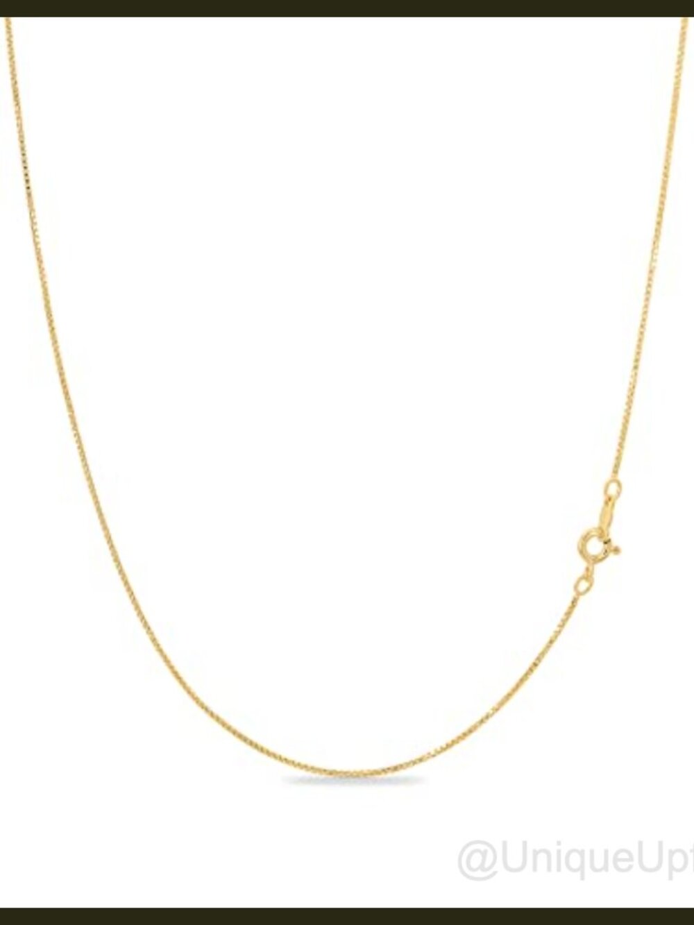 18K Gold Plated Sterling Silver Box Chain Necklace 1mm 22 Inch